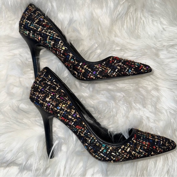 Charlies by Charles David Sweetness Black Multicolor Tweed Stiletto Heels 8.5 - Picture 5 of 13